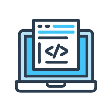 CSS Editor on Laptop Icon Representing Front-End Development and Web Design