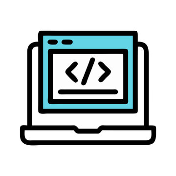 CSS Editor on Laptop Icon Representing Front-End Development and Web Design