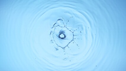 real photo of water circle ripple, drop of splash water waves, top view, texture surface for template.