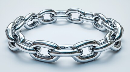 Obraz premium Circular chain link metal band on plain background