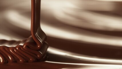 swirl of melted dark chocolate background, sweet liquid cocoa dessert