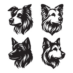 Fototapeta premium create 4 dog head silhouette vector on white background