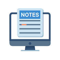 Monitor with Notes Icon Representing Online Education and Digital Learning Resources
