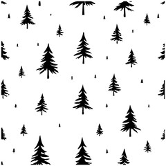 Obraz premium Stylized Evergreen Tree Pattern on White Background