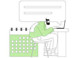 Flat vector illustration of business people operating work scene
