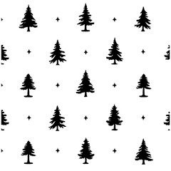 Obraz premium Seamless Pattern with Pine Trees and Stars design