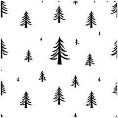 Obraz premium Elegant Pine Trees Pattern on White Backdrop