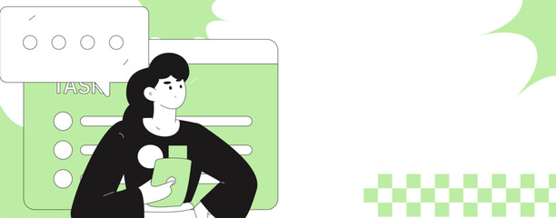 Obraz premium Flat vector illustration of business people operating work scene 