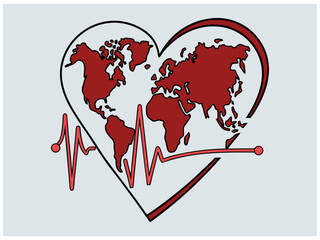 Heart-shaped graphic design for World Heart Day. A stylized heart graphic, representing a human heart, with the text 