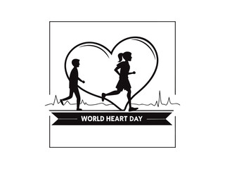 A child walks through a world of love and nature. A black and white silhouette illustration depicts a child walking through a heart-shaped world graphic, surrounded by a stylized tree.