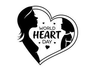 Child Holding Heart-Shaped Globe, Symbolising Global Love and Care, A simple, impactful black and white illustration of a child holding a globe with a heart shape centrally placed.