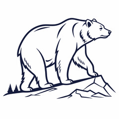 Simple a Bear line art vector design white background