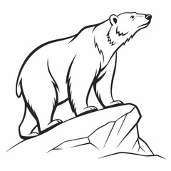 Simple a Bear line art vector design white background