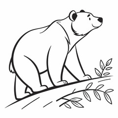 Simple a Bear line art vector design white background