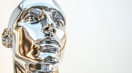 Robot sculpture of liquid metal with a futuristic design and reflective metallic finish
