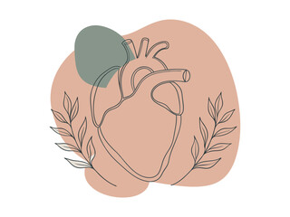 A stylized, hand-drawn anatomical heart graphic on a light background, with abstract, pastel-colored shapes. Hand-drawn heart graphic for World Heart Day.