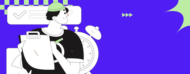 Flat vector illustration of business people operating work scene
