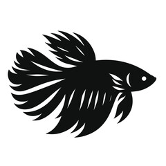 Vector Illustration of a Black Betta Fish Silhouette on White Background