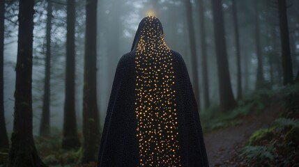 In the Forest, an Illuminated Cloak Makes for a Futuristic Fashion Statement