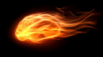 Glowing brain with swirling patterns symbolizes machine intelligence data processing and artificial brainpower merging human thought with advanced algorithms in a digital future concept

