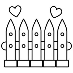 Heart-Themed Garden Fence Line Art Design