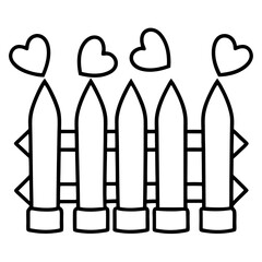 Heart-Themed Garden Fence Line Art Design