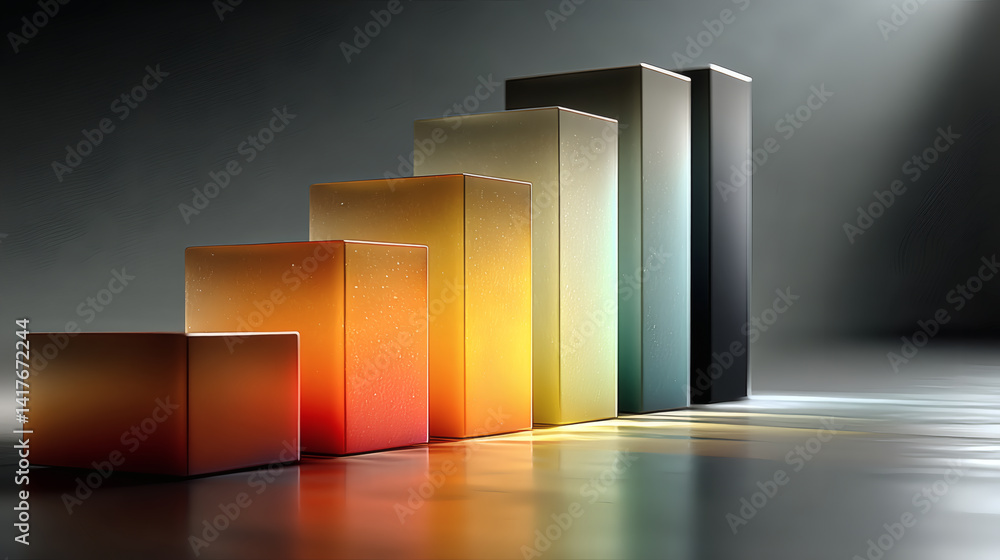 Poster colorful gradient bars representing growth and progress in design
