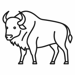 Simple a Bison line art vector white background