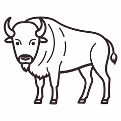 Simple a Bison line art vector white background