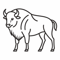 Simple a Bison line art vector white background