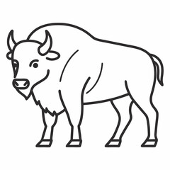 Simple a Bison line art vector white background