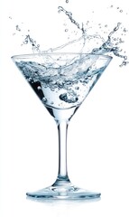 Water splashes from a martini glass