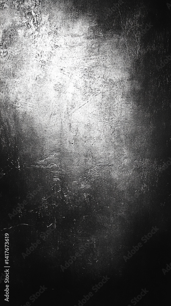 Poster grainy gradient background fading from black to white with soft vignette evokes mystery transition a