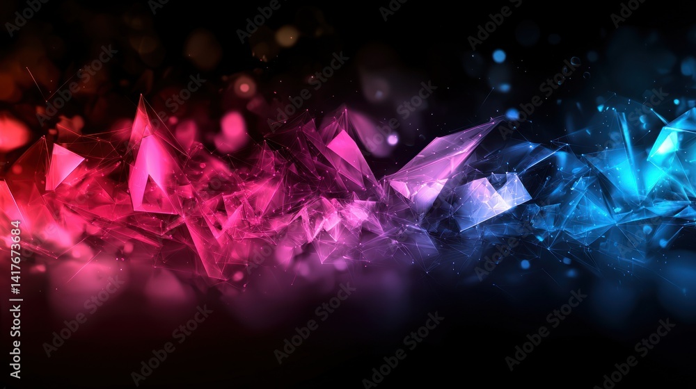 Wall mural abstract digital art design background with vibrant colors and geometric shapes