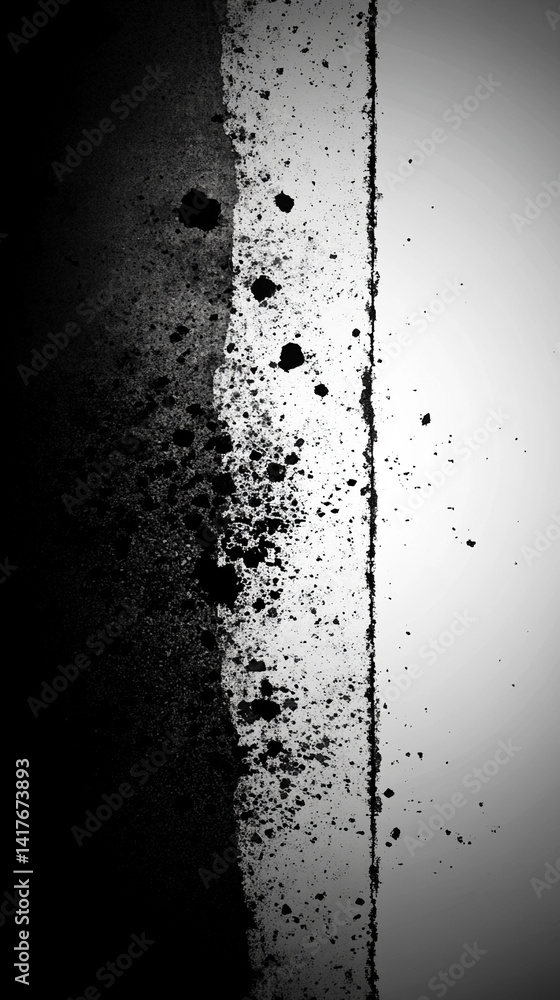 Poster grainy gradient background fading from black to white with soft vignette evokes mystery transition a