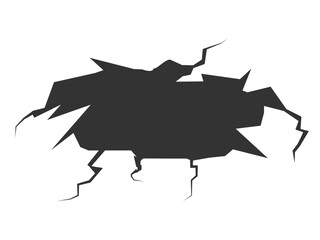 Destroyed wall. Hole in the wall.