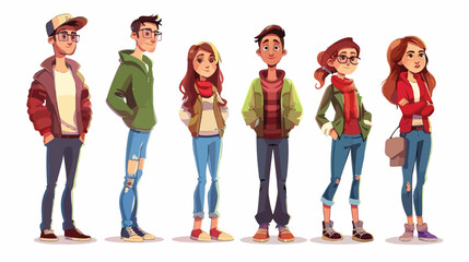 Obraz premium Colorful Cartoon Design on White Background - Vector Illustration