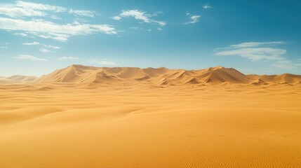 Fototapeta premium Sunny desert landscape with sand dunes and mountains