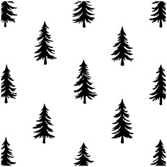 Obraz premium Evergreen Tree Silhouette Repeated Pattern Design