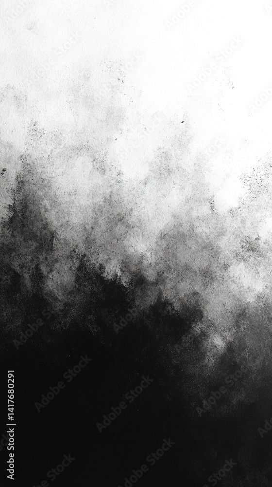 Poster grainy gradient background fading from black to white with soft vignette evokes mystery transition a