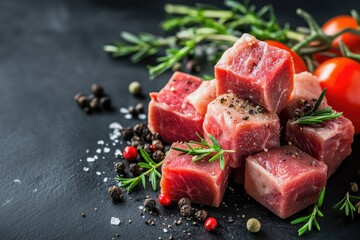 Raw Beef Cubes with Herbs