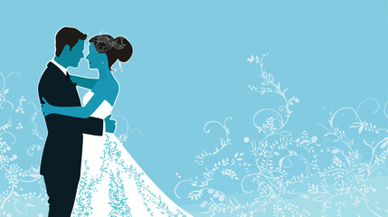 Elegant Married Design Over Blue Background Vector Illustration