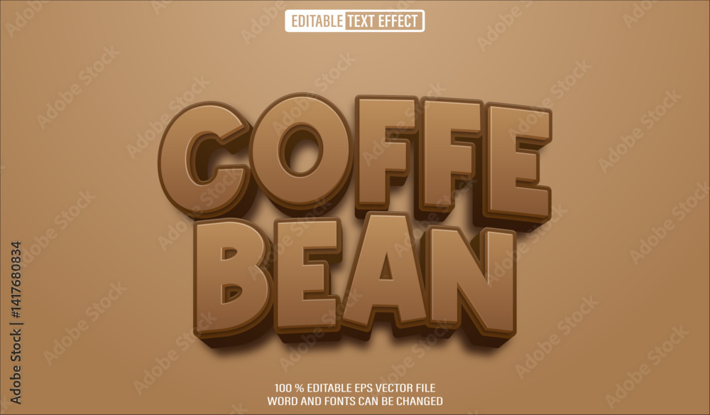Poster editable 3d text style effect - coffe bean text effect template