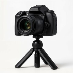 DSLR, Camera, Tripod, Photography, Photo gear, Digital camera, Professional camera, Black camera, Compact tripod, Camera setup, Studio gear, Photography equipment, Camera on tripod, Camera closeup, Pr