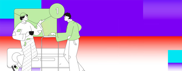 Flat vector illustration of business people operating work scene
