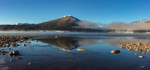 Park Cone (12,106) reflecting in Taylor reservoir, late fall.  Located in the Sawatch Range mountains between Gunnison and Buena Vista Colorado in Taylor Park.