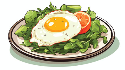 Delicious Plate with Fried Egg, Avocado, and Greens on Light Background