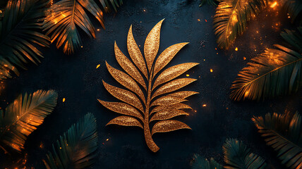 Golden autumn leaves in the night evoke a celebration of nature's colorful fireworks under the dark sky