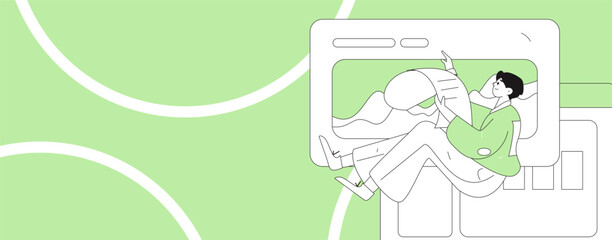 Flat vector illustration of business people operating work scene
