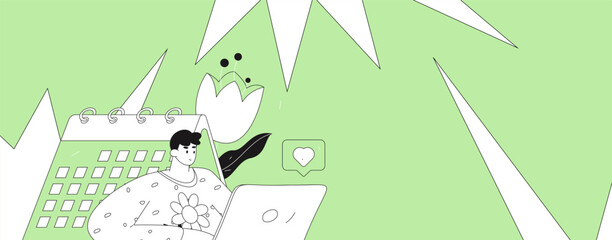 Flat vector illustration of business people operating work scene
